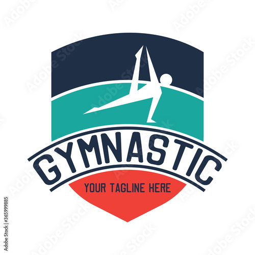 gymnastic sport logo with text space for your slogan tag line, vector illustration