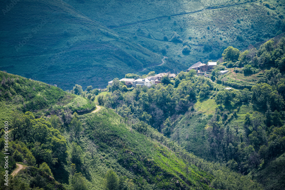 Small mountain village in the hills of Ancares