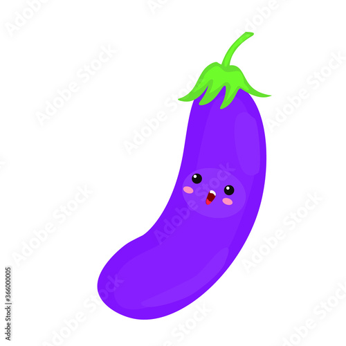 vector illustration with a eggplant . vegetables icon. cartoon flat style. stickers