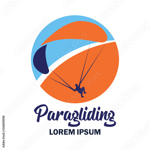paragliding icon with text space for your slogan tag line, vector illustration