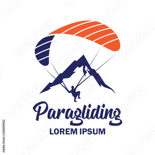 paragliding icon with text space for your slogan tag line, vector illustration photo