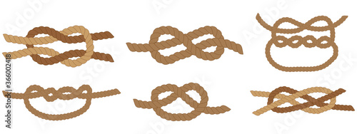Knotted ropes isolated on white background.Vector Illustration.