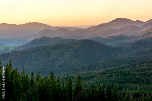 Sunrise over Carpathian mountains