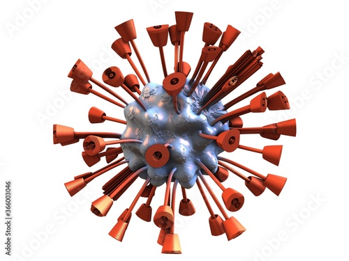 Model, image, representation of COVID-19 virus on white background