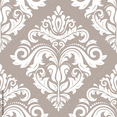 Classic seamless vector pattern. Damask orient white ornament. Classic vintage background. Orient ornament for fabric, wallpaper and packaging