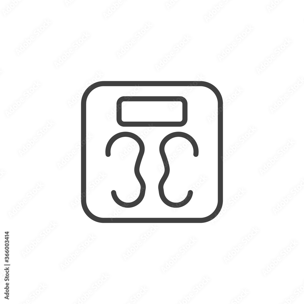 Weight Scale line icon. linear style sign for mobile concept and web design. Bathroom scale outline vector icon. Symbol, logo illustration. Vector graphics Weight Scale line icon. linear style sign for mobile concept and web design. Bathroom scale outline vector icon. Symbol, logo illustration. Vector graphics