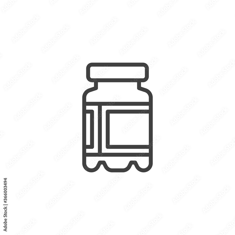 Sport nutrition bottle line icon. linear style sign for mobile concept and web design. Sports food jar outline vector icon. Symbol, logo illustration. Vector graphics
