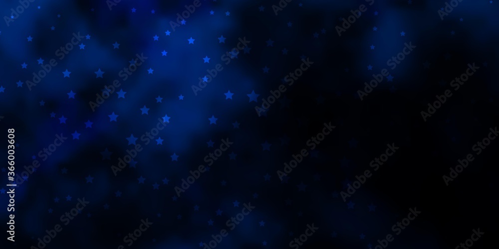 Dark BLUE vector background with small and big stars. Blur decorative design in simple style with stars. Pattern for websites, landing pages.