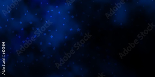 Dark BLUE vector background with small and big stars. Blur decorative design in simple style with stars. Pattern for websites, landing pages.