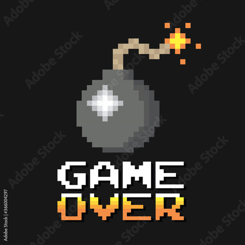 Pixel graphic bomb arcade game vector