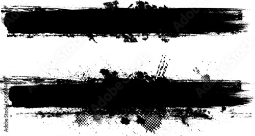 Grunge Paint Roller . Vector brush Stroke . Distressed banner . Black stripes isolated. paintbrush collection . Modern Textured shape . Dry border in Black . Bulge lines