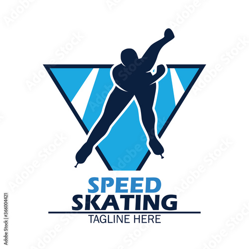 speed skating logo with text space for your slogan tag line, vector illustration