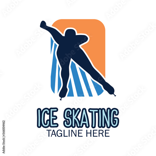ice skating logo with text space for your slogan tag line, vector illustration