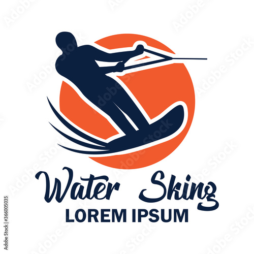 water skiing logo with text space for your slogan tag line, vector illustration