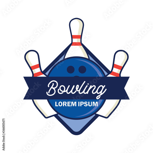 bowling logo with text space for your slogan tag line, vector illustration