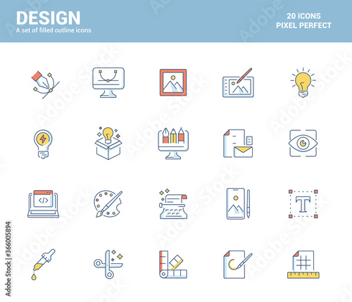 Flat line icons filled design-Design