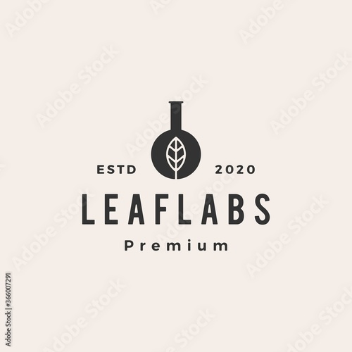leaf lab labs hipster vintage logo vector icon illustration