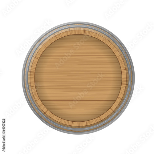 Wooden barrels on white background. Top view.