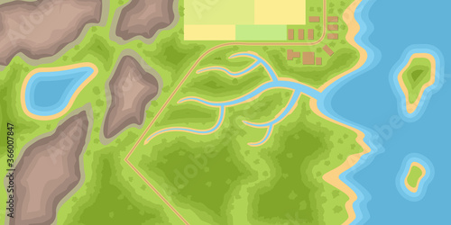 Vector illustration. The terrain. Top view.