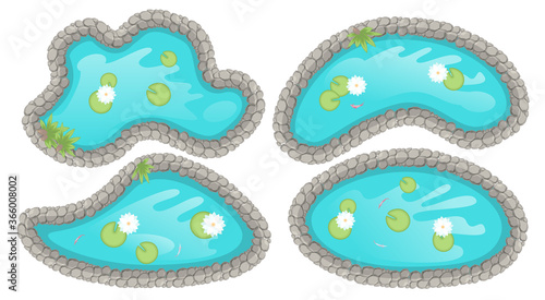 Vector set. The ponds. Top view.