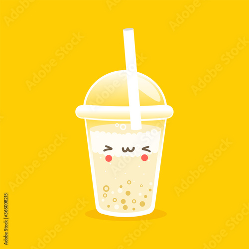 Vector Bubble Tea, tapioca milk tea. Pearl milk tea, Bubble Tea is Taiwanese famous and popular drink.Boba and small boba. Kawaii Character Boba.Cute Cartoon Sticker.Sweet sugar and not fit for diet. 