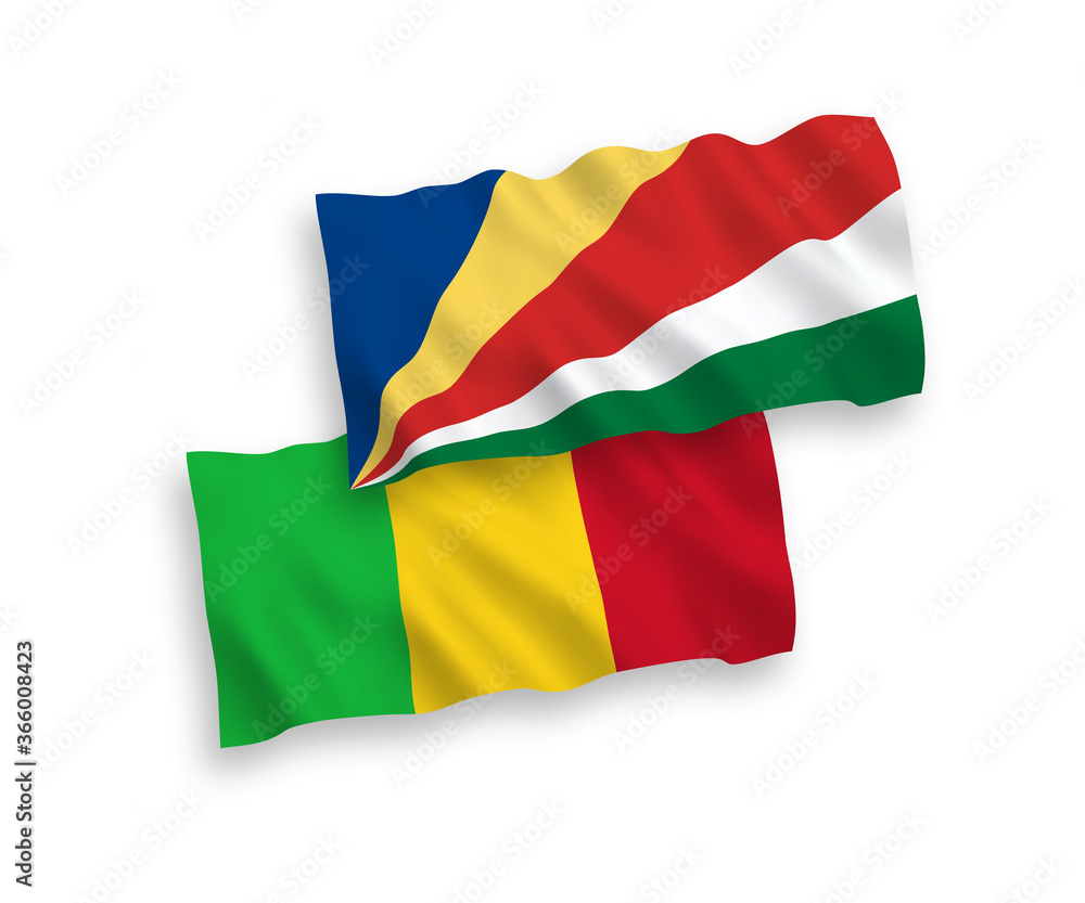Flags of Mali and Seychelles on a white background Flags of Mali and Seychelles on a white background