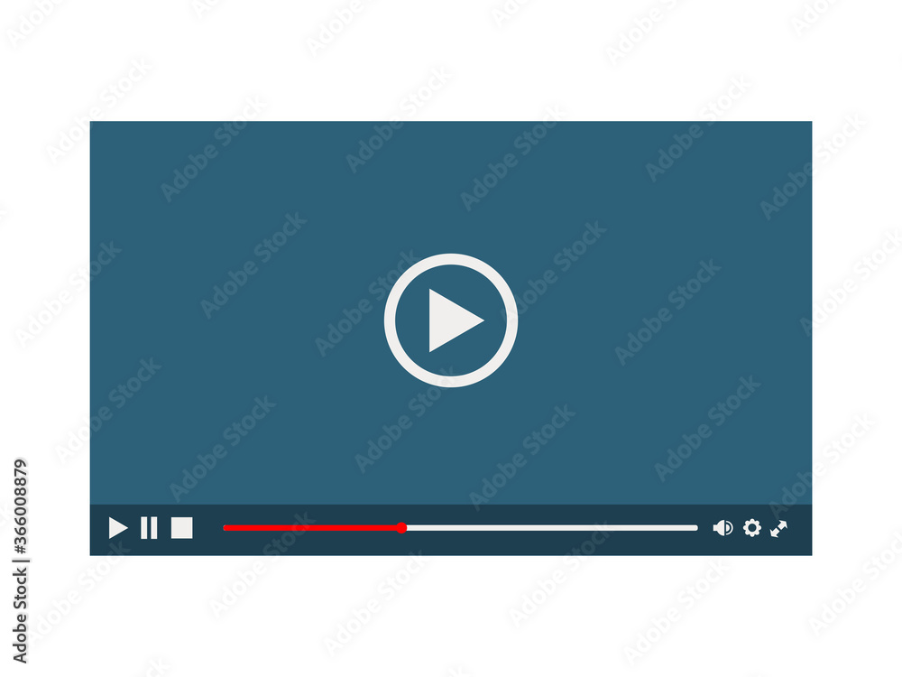 Video Player Illustration. Vector illustration of a blue video player. Different buttons. Play, stop, resume buttons Video Player Illustration. Vector illustration of a blue video player. Different buttons. Play, stop, resume buttons