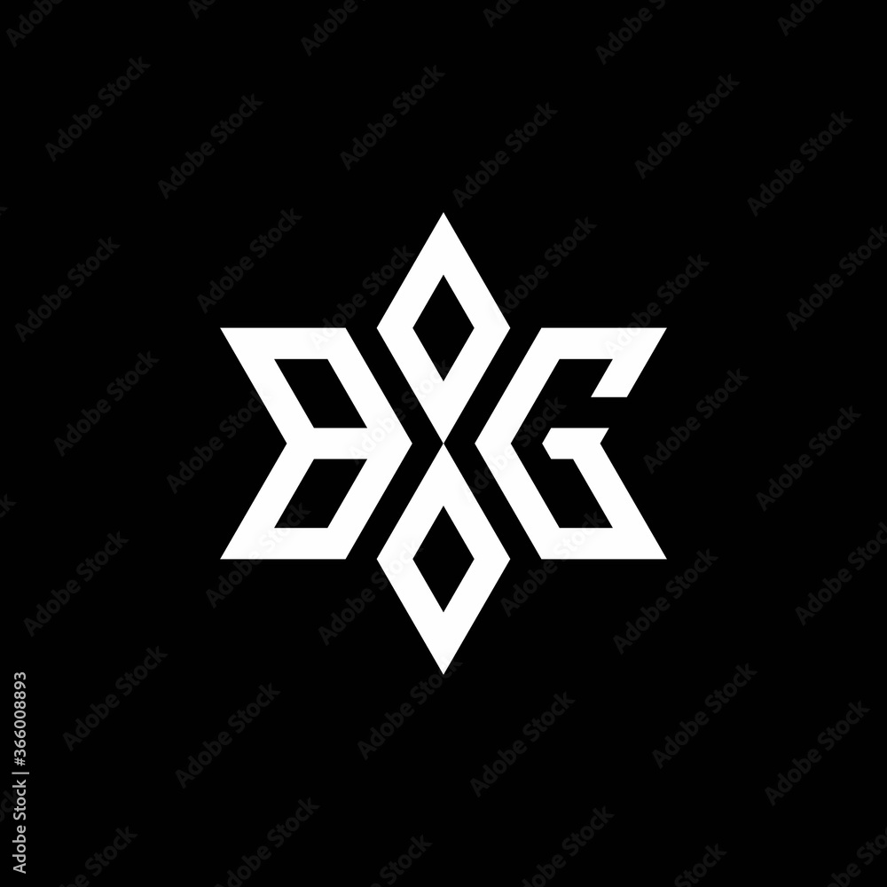 BG monogram logo with star shape and luxury style BG monogram logo with star shape and luxury style