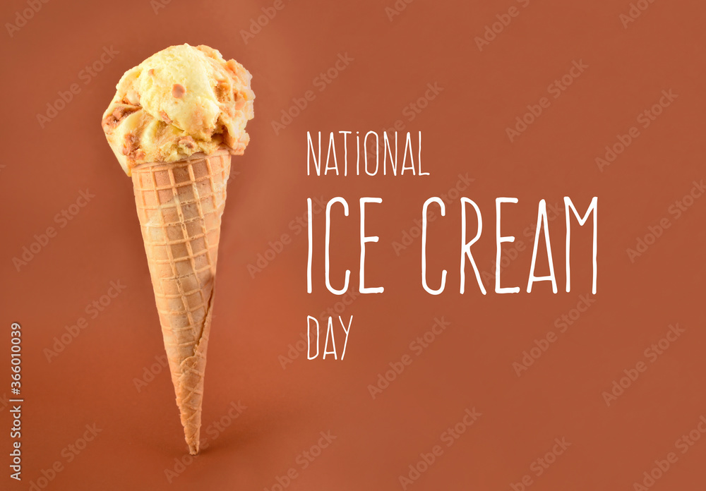 National Ice Cream Day stock images. Vanilla scoop ice cream stock