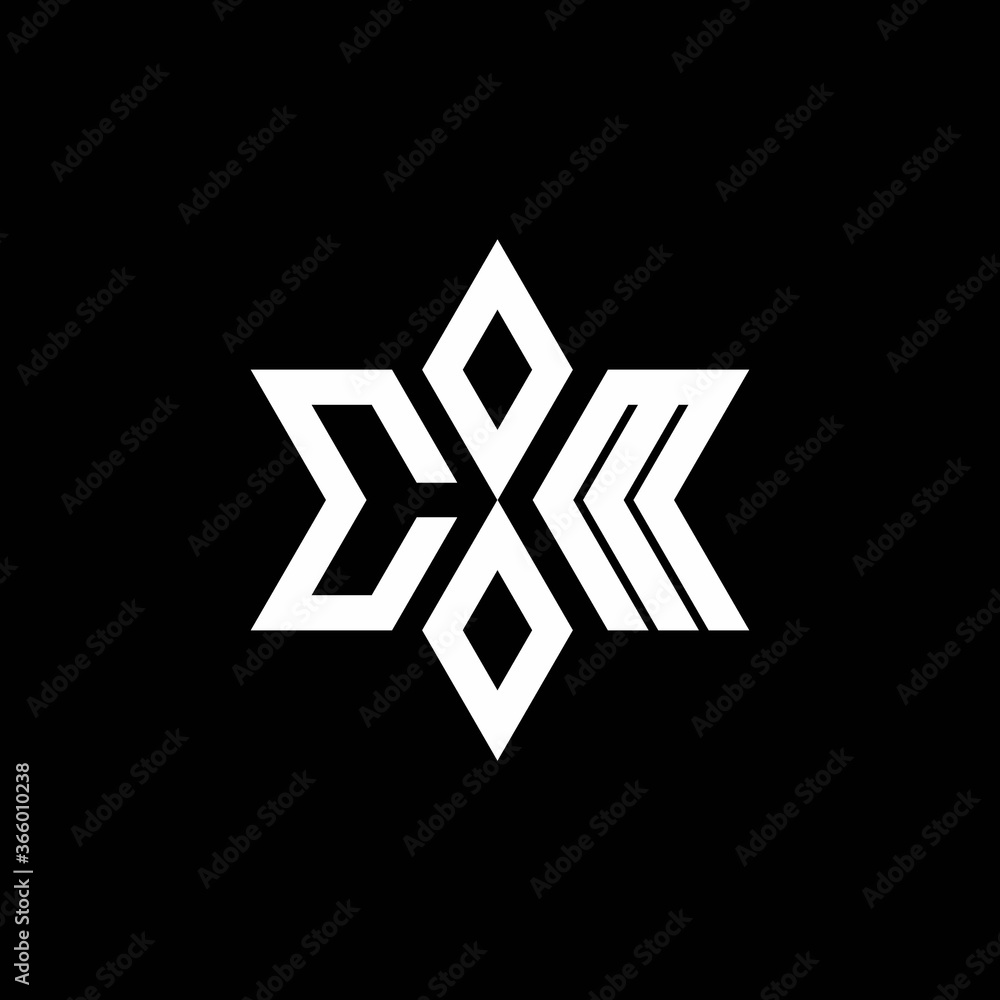 CM monogram logo with star shape and luxury style CM monogram logo with star shape and luxury style