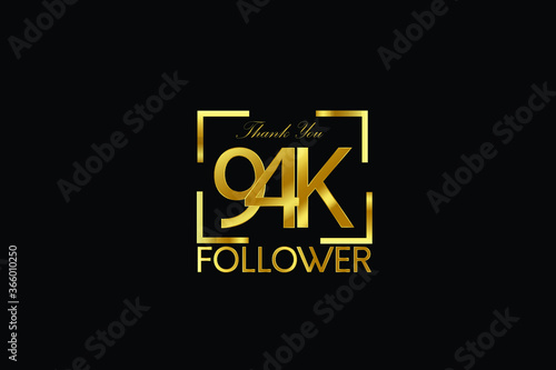 94K, 94.000 Follower Thank you Luxury Black Gold Cubicle style for internet, website, social media - Vector