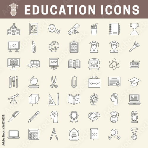 School and education editable icons with fill