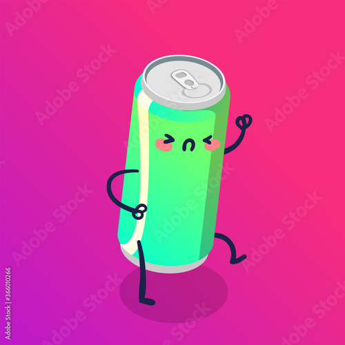 Cute cartoon Cola Cans. Cute lovely kawaii emoticon emoji face, smile, happy.looking particularly adorable in the green. Very sweet drinks. Cola and soda. Refreshing drink when it served cold. Happy.