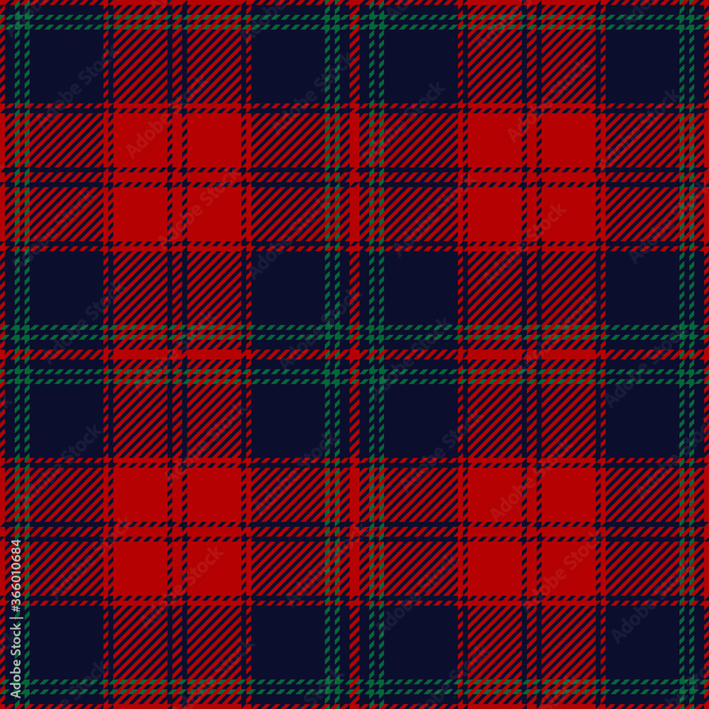 Blue, red, green tartan plaid pattern 