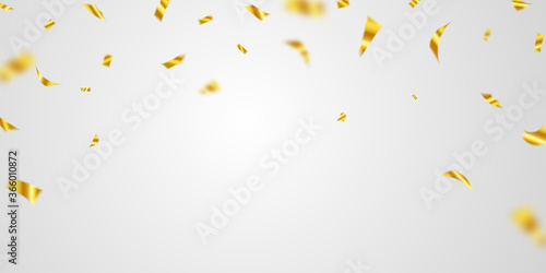 confetti gold celebration background template with ribbons. luxury greeting rich card.