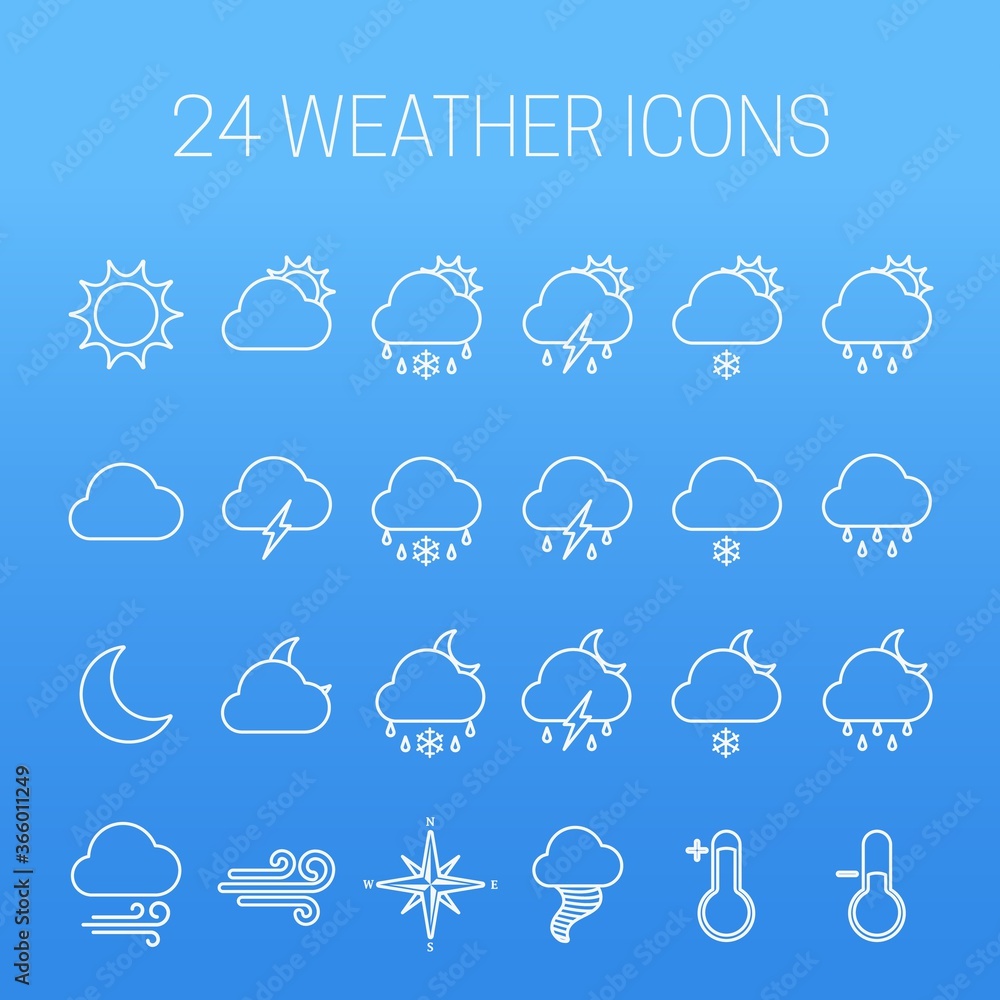 Set of linear weather icons. Set of linear weather icons.