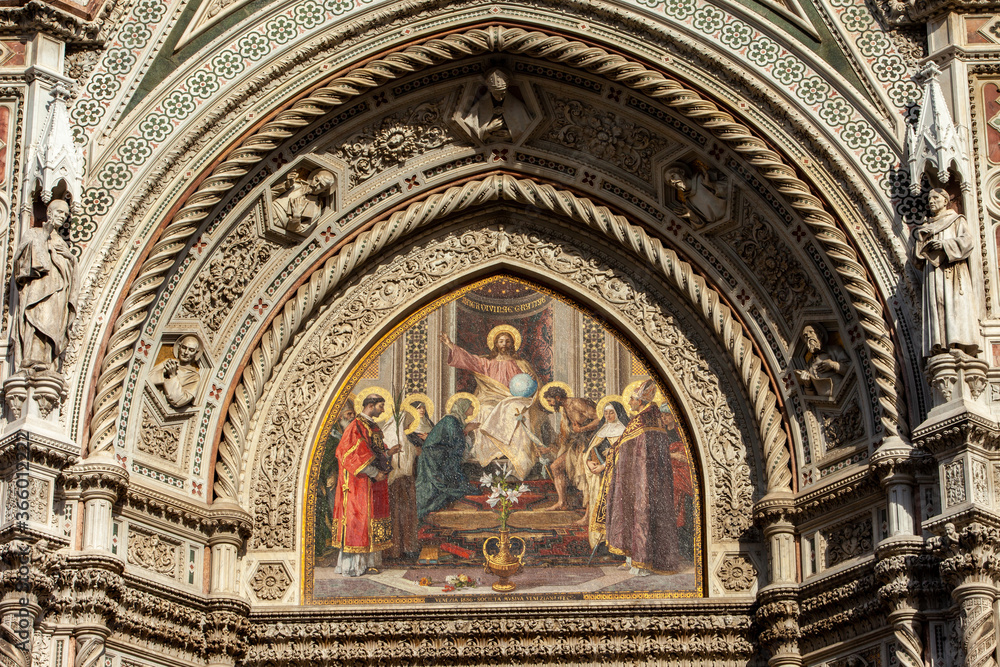the facade of the Cathedral of Santa Maria del Fiore in Florence. Italy