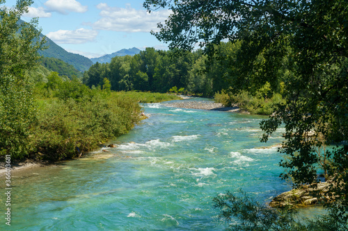 Serio river along the cycleway of Val Seriana at Nembro