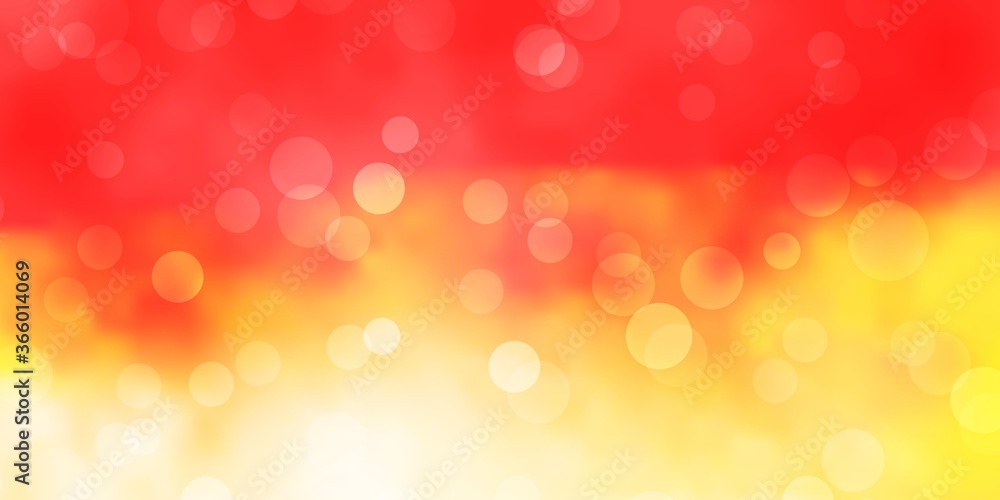 Light Orange vector layout with circle shapes. Abstract colorful disks on simple gradient background. Pattern for business ads.