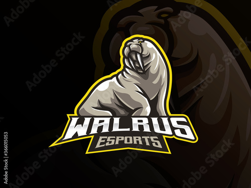 Walrus mascot sport logo design