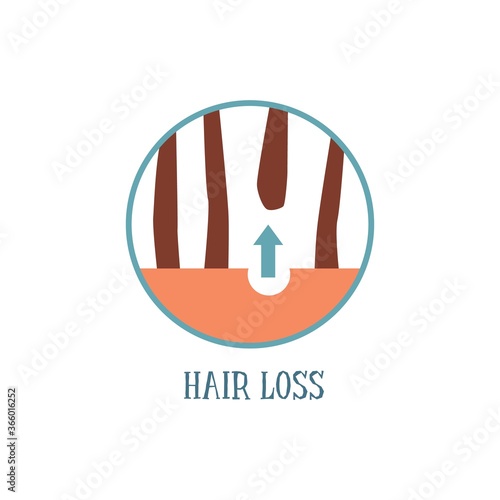 Hair loss or baldness problem medical symbol  flat vector illustration isolated.