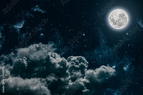 backgrounds night sky with stars and moon and clouds