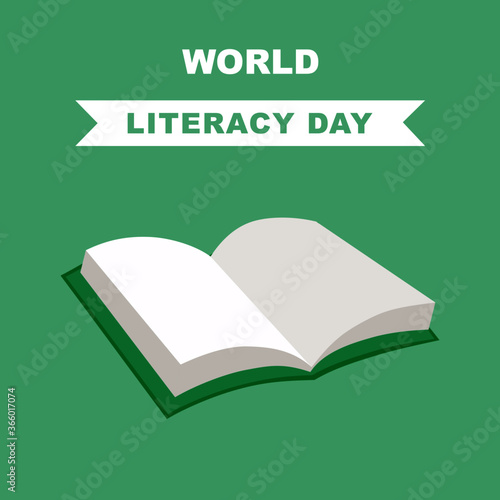 This is a vector illustration of a book for International Literacy Day.