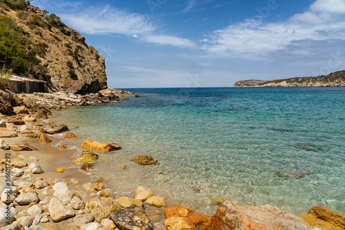 Cala Xarraca paradise in Ibiza, a idyllic seascape of relaxing holidays, Balearic Islands