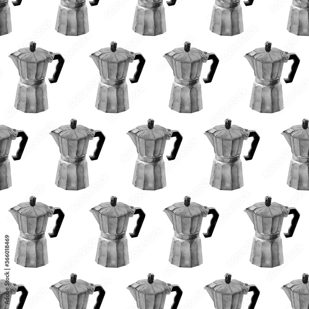 Watercolor seamless pattern with coffee pots
Watercolor seamless pattern with coffee pots