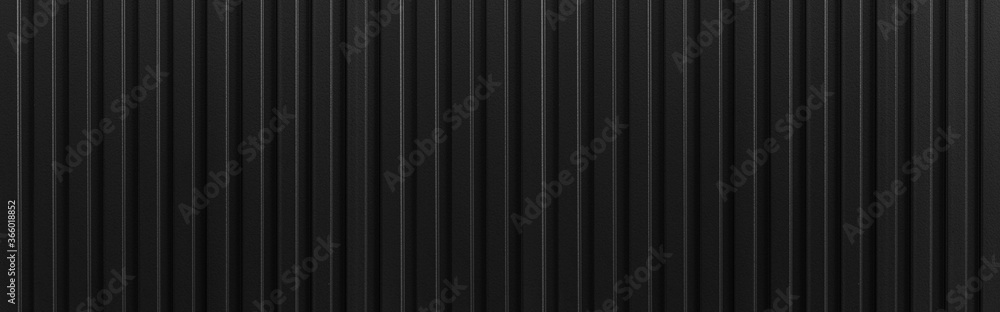 Panorama of Black Corrugated metal background and texture surface or galvanize steel Panorama of Black Corrugated metal background and texture surface or galvanize steel