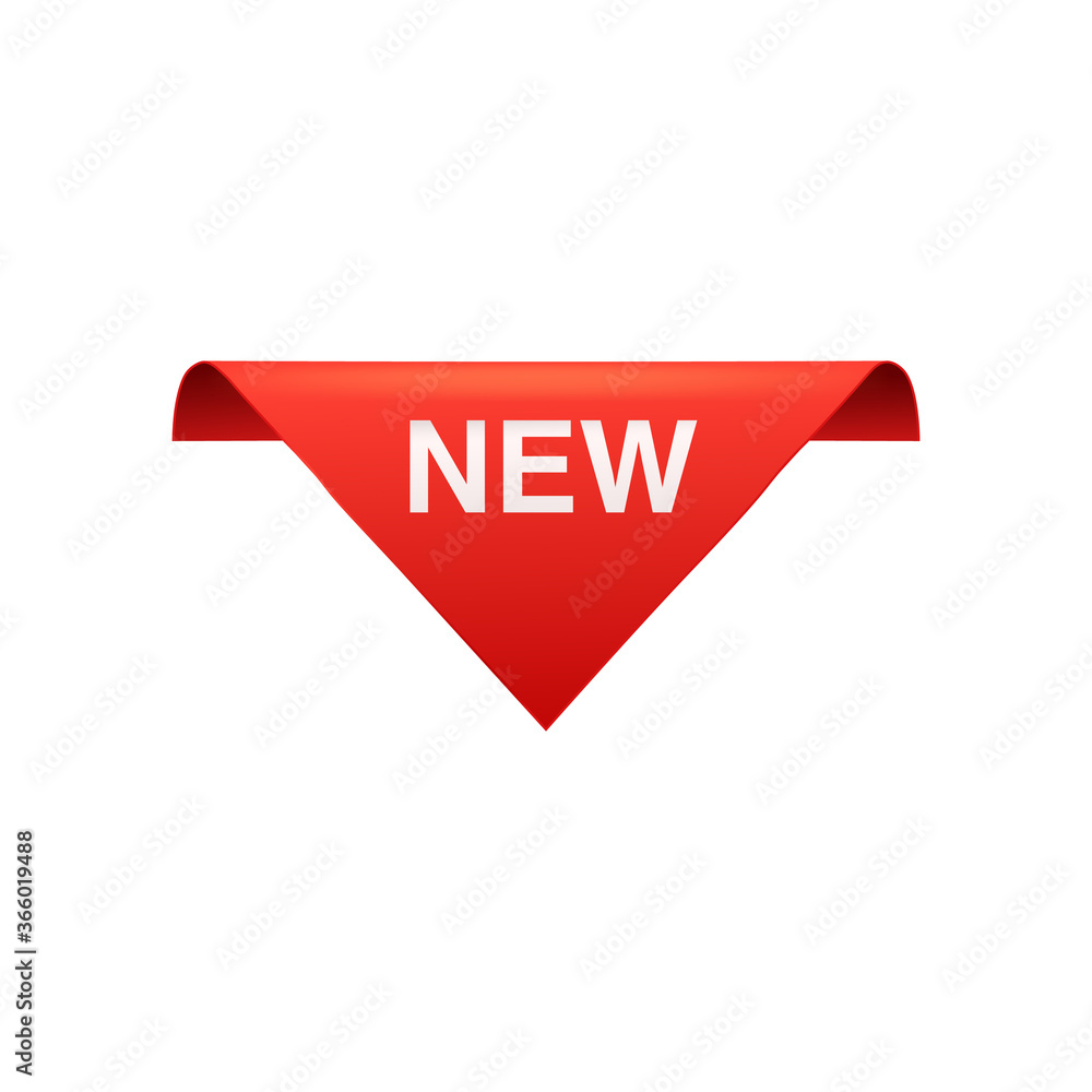 New - red top banner sign in triangle shape - top border information tag New - red top banner sign in triangle shape - top border information tag