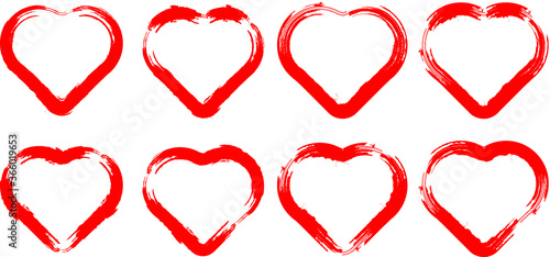 Set of Hearts . Grunge stamps collection.love Shapes for your design.Distressed symbols. Textured Valentine's Day signs.Vector illustration.