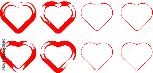 Set of Hearts . Grunge stamps collection.love Shapes for your design.Distressed symbols. Textured Valentine's Day signs.Vector illustration.