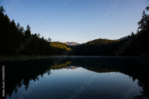 Summer sunrise in Eibsee, Bavaria, South Germany. Europe